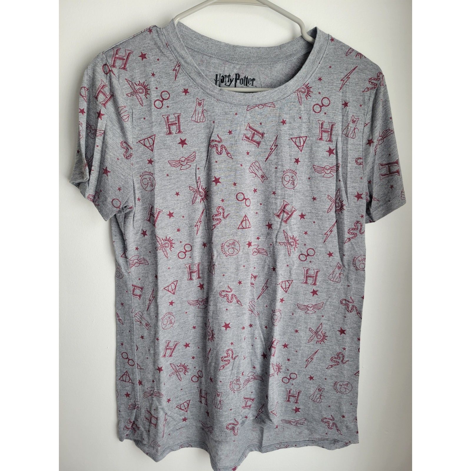 Harry Potter Graphic Top Size L Gray Red